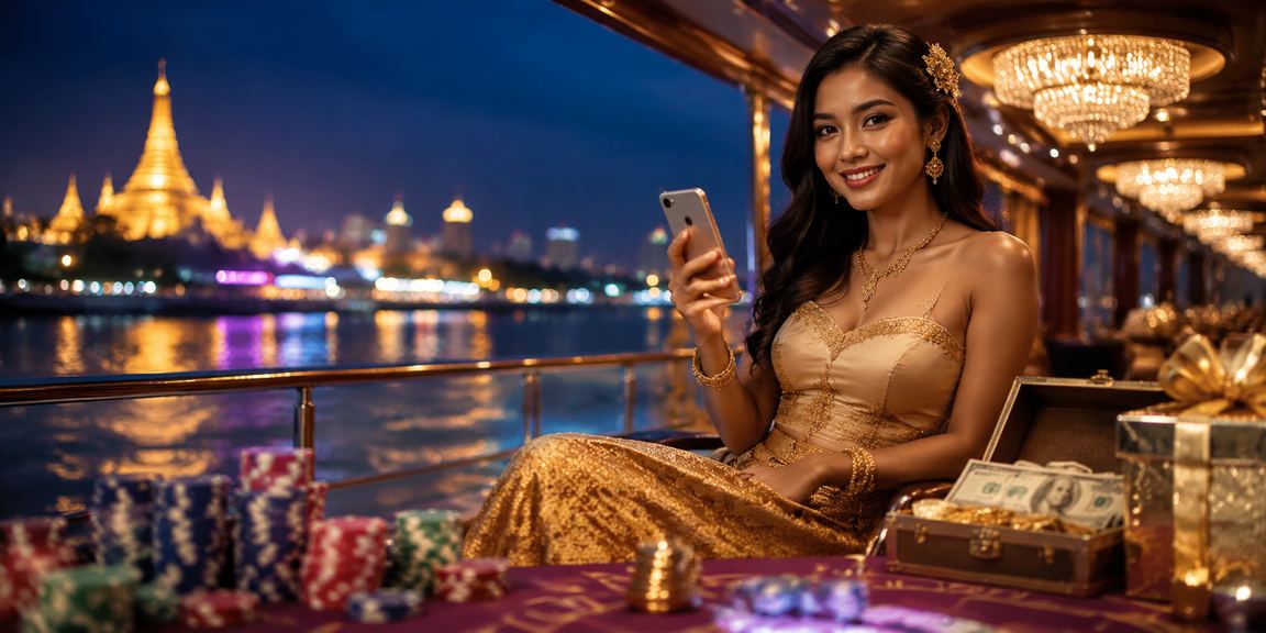ရန်ကုန်မြို့ Chinatown တွင် ဖုန်းဖြင့် တိုက်ရိုက်ကာစီနို ကစားနေသော ဓာတ်ပုံ